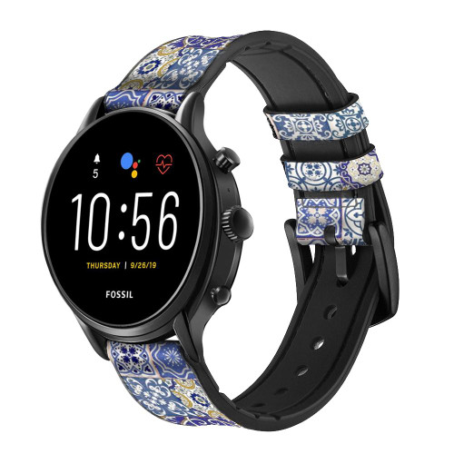 CA0820 Moroccan Mosaic Pattern Smart Watch Armband aus Leder und Silikon für Fossil Smartwatch