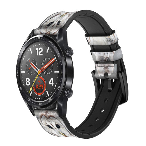 CA0175 Snowy Owl White Owl Smart Watch Armband aus Leder und Silikon für Wristwatch Smartwatch