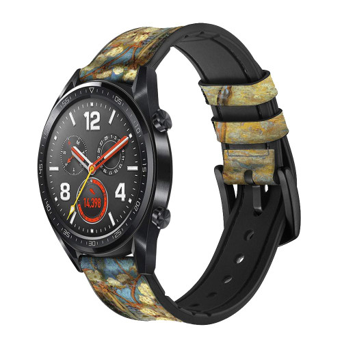 CA0220 Van Gogh Letter Pear Tree Blossom Smart Watch Armband aus Leder und Silikon für Wristwatch Smartwatch