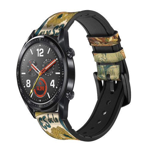 CA0423 Alphonse Mucha Bieres De La Muse Smart Watch Armband aus Leder und Silikon für Wristwatch Smartwatch
