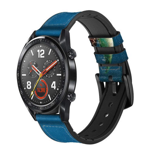 CA0790 Green Sea Turtle Smart Watch Armband aus Leder und Silikon für Wristwatch Smartwatch
