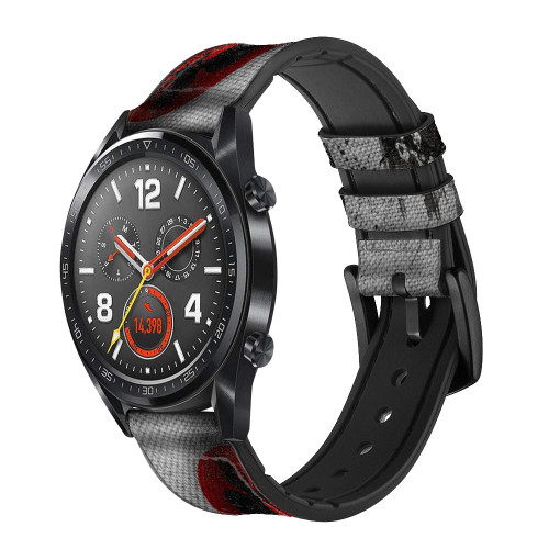 CA0806 Japan Flag Samurai Smart Watch Armband aus Leder und Silikon für Wristwatch Smartwatch