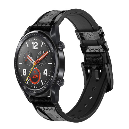 CA0809 Black King Spade Smart Watch Armband aus Leder und Silikon für Wristwatch Smartwatch