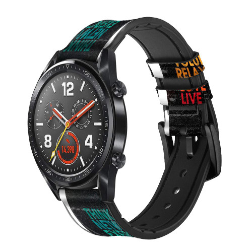 CA0811 Think Positive Words Quotes Smart Watch Armband aus Leder und Silikon für Wristwatch Smartwatch