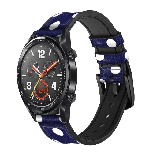 CA0817 Blue Polka Dot Smart Watch Armband aus Leder und Silikon für Wristwatch Smartwatch