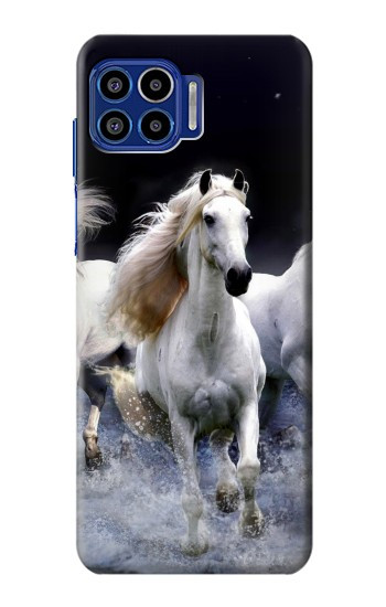 S0246 White Horse Hülle Schutzhülle Taschen für Motorola One 5G