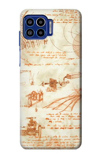 S0566 Technical Drawing Da Vinci Hülle Schutzhülle Taschen für Motorola One 5G