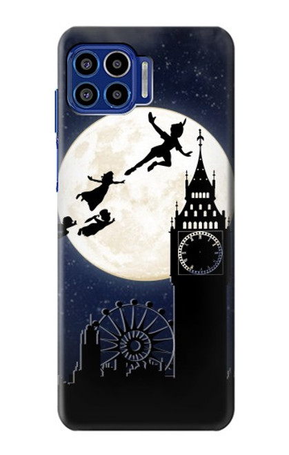 S3249 Peter Pan Fly Full Moon Night Hülle Schutzhülle Taschen für Motorola One 5G