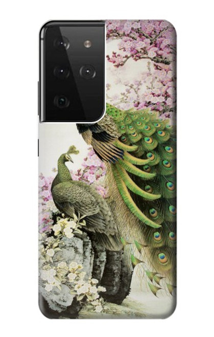 S2773 Peacock Chinese Brush Painting Hülle Schutzhülle Taschen für Samsung Galaxy S21 Ultra 5G