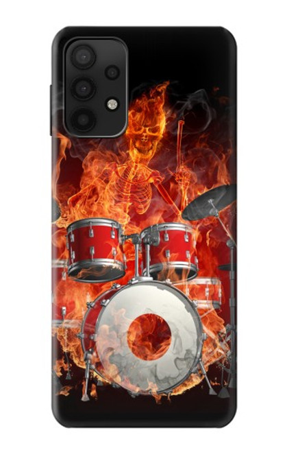 S1431 Skull Drum Fire Rock Hülle Schutzhülle Taschen für Samsung Galaxy A32 5G