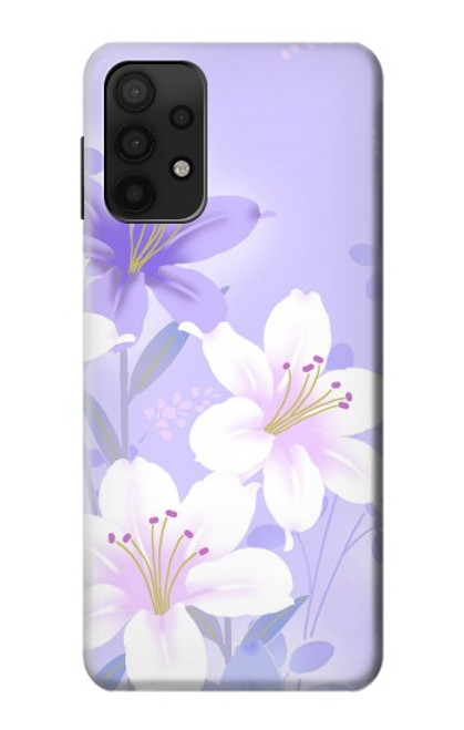 S2361 Purple White Flowers Hülle Schutzhülle Taschen für Samsung Galaxy A32 5G