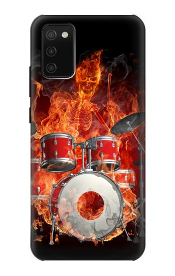 S1431 Skull Drum Fire Rock Hülle Schutzhülle Taschen für Samsung Galaxy A02s, Galaxy M02s
