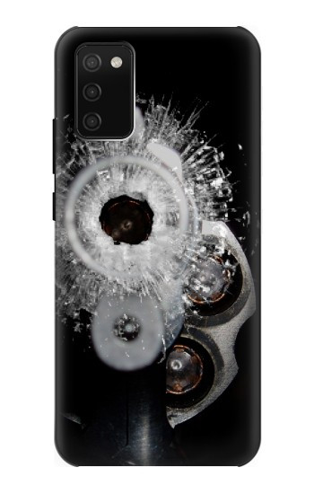 S2387 Gun Bullet Hole Glass Hülle Schutzhülle Taschen für Samsung Galaxy A02s, Galaxy M02s