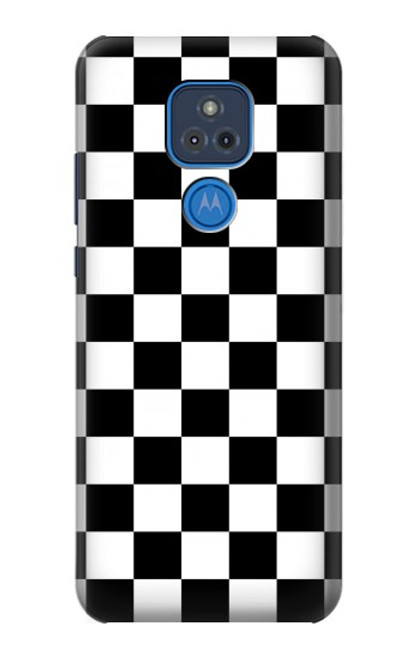 S1611 Black and White Check Chess Board Hülle Schutzhülle Taschen für Motorola Moto G Play (2021)