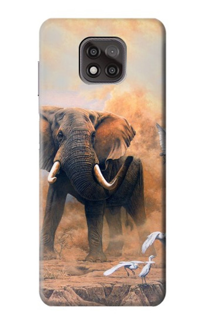 S1292 Dusty Elephant Egrets Hülle Schutzhülle Taschen für Motorola Moto G Power (2021)