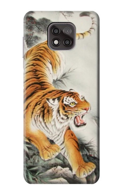 S2751 Chinese Tiger Brush Painting Hülle Schutzhülle Taschen für Motorola Moto G Power (2021)