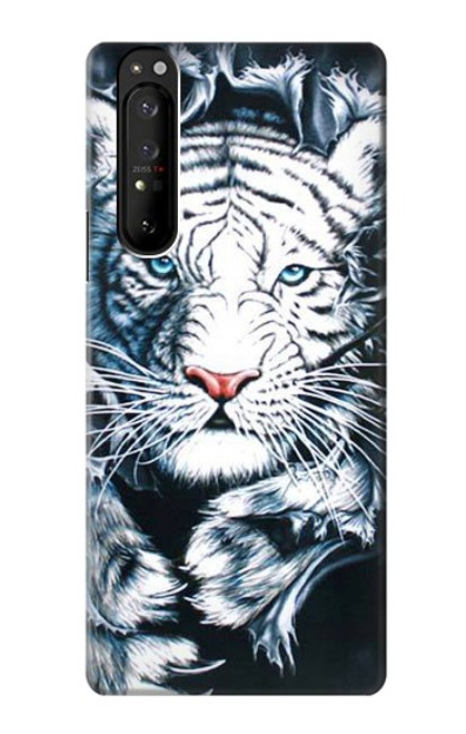 S0265 White Tiger Hülle Schutzhülle Taschen für Sony Xperia 1 III