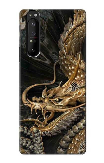 S0426 Gold Dragon Hülle Schutzhülle Taschen für Sony Xperia 1 III