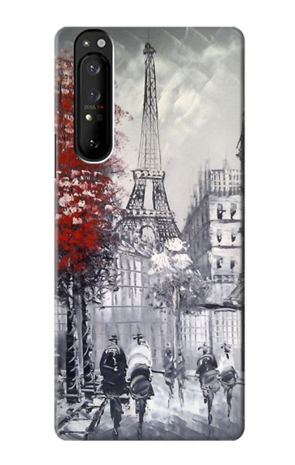 S1295 Eiffel Painting of Paris Hülle Schutzhülle Taschen für Sony Xperia 1 III