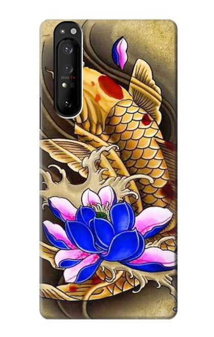 S1604 Carp Koi Fish Japanese Tattoo Hülle Schutzhülle Taschen für Sony Xperia 1 III