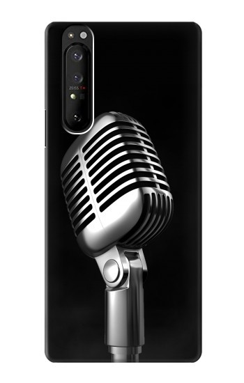 S1672 Retro Microphone Jazz Music Hülle Schutzhülle Taschen für Sony Xperia 1 III