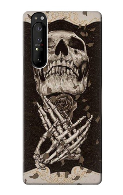 S1676 Skull Rose Hülle Schutzhülle Taschen für Sony Xperia 1 III