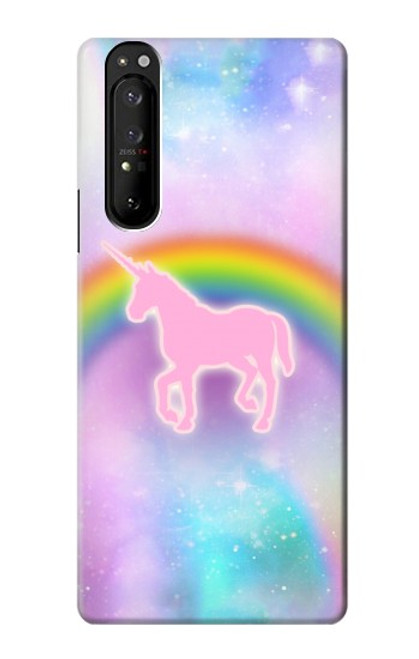 S3070 Rainbow Unicorn Pastel Sky Hülle Schutzhülle Taschen für Sony Xperia 1 III