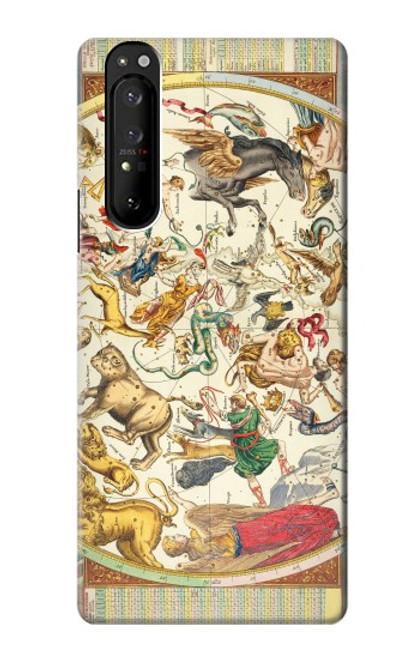 S3145 Antique Constellation Star Sky Map Hülle Schutzhülle Taschen für Sony Xperia 1 III