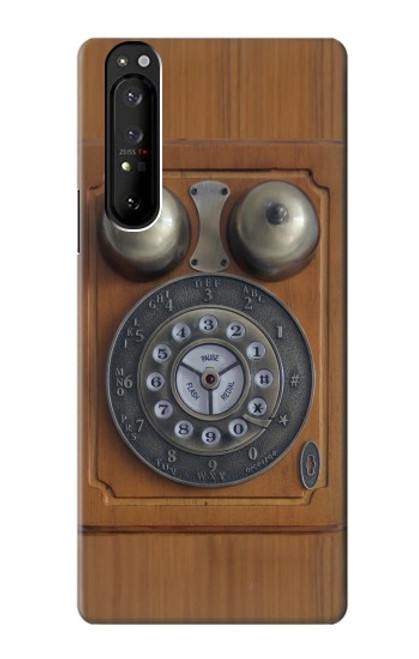 S3146 Antique Wall Retro Dial Phone Hülle Schutzhülle Taschen für Sony Xperia 1 III