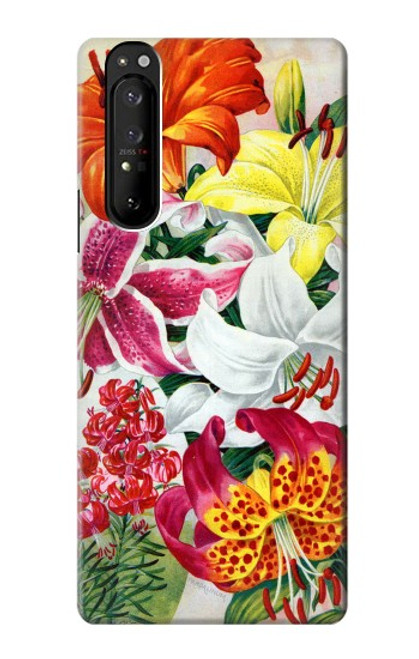 S3205 Retro Art Flowers Hülle Schutzhülle Taschen für Sony Xperia 1 III
