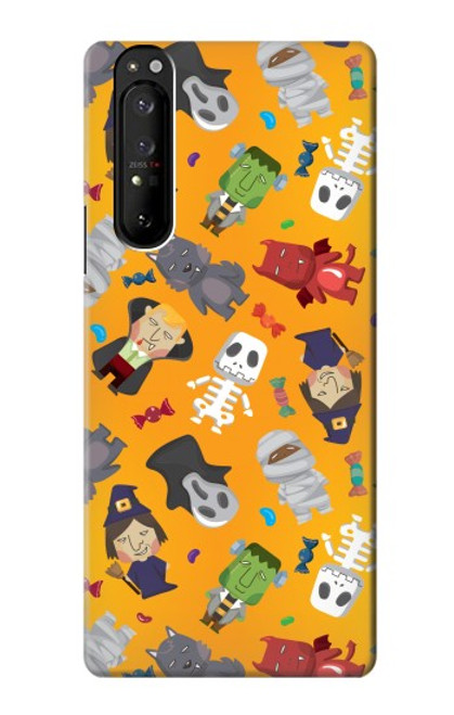 S3275 Cute Halloween Cartoon Pattern Hülle Schutzhülle Taschen für Sony Xperia 1 III