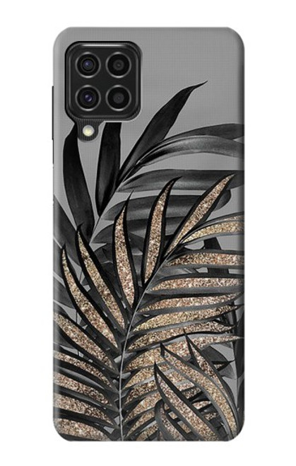 S3692 Gray Black Palm Leaves Hülle Schutzhülle Taschen für Samsung Galaxy F62