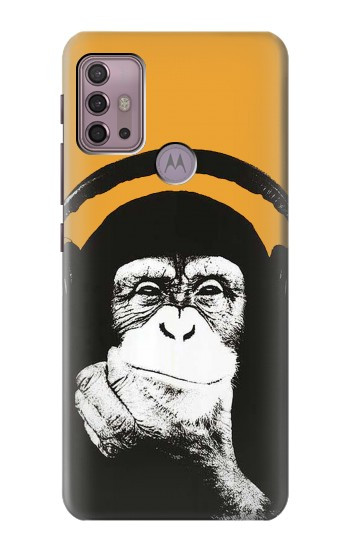 S2324 Funny Monkey with Headphone Pop Music Hülle Schutzhülle Taschen für Motorola Moto G30, G20, G10