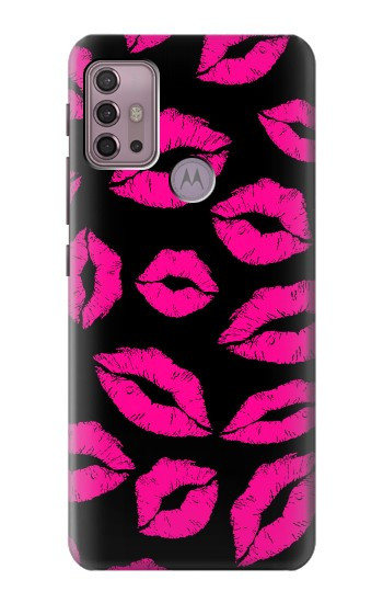 S2933 Pink Lips Kisses on Black Hülle Schutzhülle Taschen für Motorola Moto G30, G20, G10