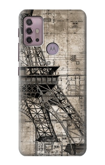 S3416 Eiffel Tower Blueprint Hülle Schutzhülle Taschen für Motorola Moto G30, G20, G10