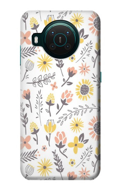 S2354 Pastel Flowers Pattern Hülle Schutzhülle Taschen für Nokia X10