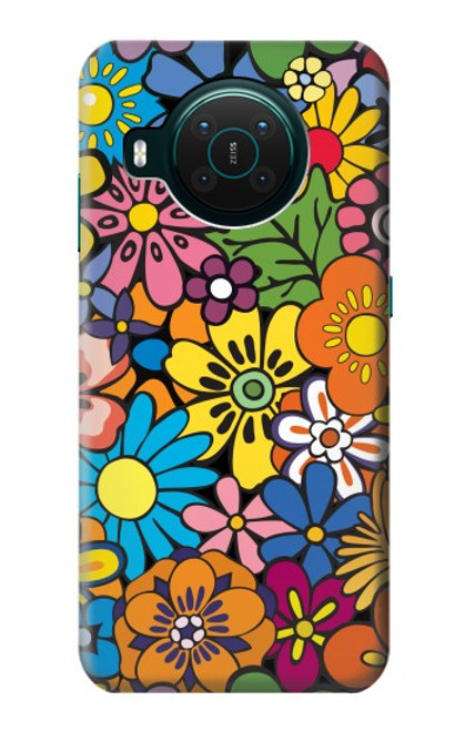 S3281 Colorful Hippie Flowers Pattern Hülle Schutzhülle Taschen für Nokia X10