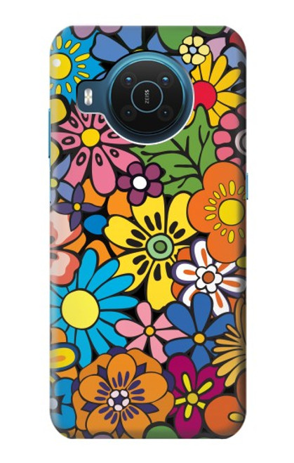 S3281 Colorful Hippie Flowers Pattern Hülle Schutzhülle Taschen für Nokia X20