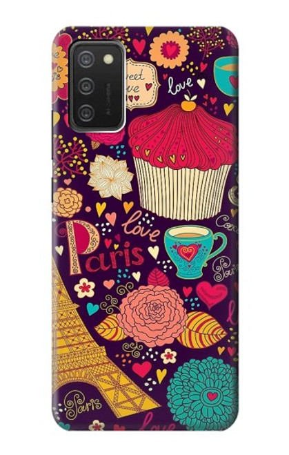 S2353 Paris Cartoon Vintage Pattern Hülle Schutzhülle Taschen für Samsung Galaxy A03S