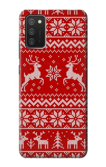 S2835 Christmas Reindeer Knitted Pattern Hülle Schutzhülle Taschen für Samsung Galaxy A03S