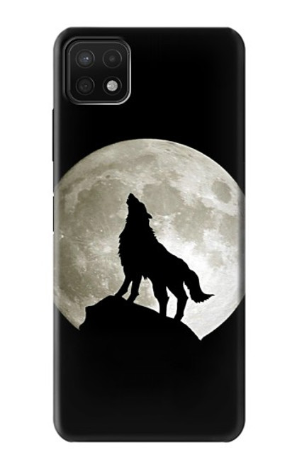 S1981 Wolf Howling at The Moon Hülle Schutzhülle Taschen für Samsung Galaxy A22 5G