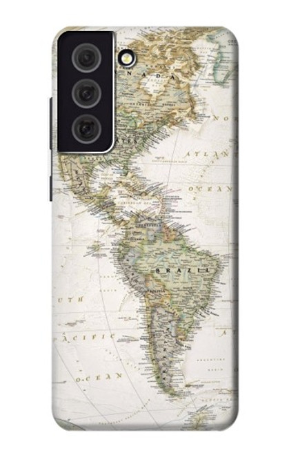 S0604 World Map Hülle Schutzhülle Taschen für Samsung Galaxy S21 FE 5G