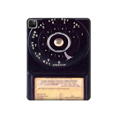 S0086 Payphone Vintage Hülle Schutzhülle Taschen für iPad Pro 12.9 (2022,2021,2020,2018, 3rd, 4th, 5th, 6th)