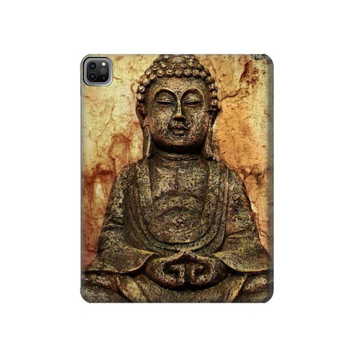 S0344 Buddha Rock Carving Hülle Schutzhülle Taschen für iPad Pro 12.9 (2022, 2021, 2020, 2018), iPad Air 13 (2025, 2024)