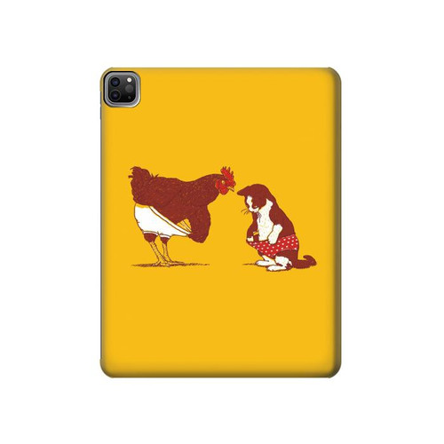 S1093 Rooster and Cat Joke Hülle Schutzhülle Taschen für iPad Pro 12.9 (2022, 2021, 2020, 2018), iPad Air 13 (2025, 2024)