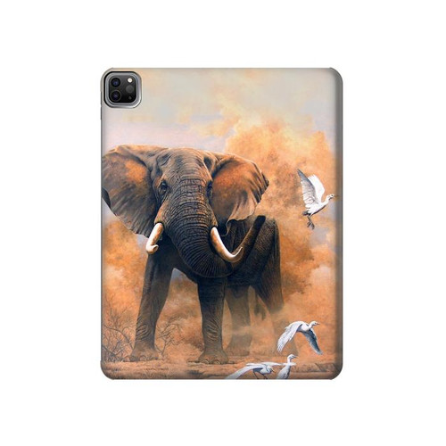 S1292 Dusty Elephant Egrets Hülle Schutzhülle Taschen für iPad Pro 12.9 (2022,2021,2020,2018, 3rd, 4th, 5th, 6th)