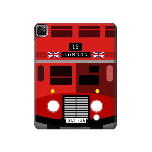 S2058 England British Double Decker Bus Hülle Schutzhülle Taschen für iPad Pro 12.9 (2022, 2021, 2020, 2018), iPad Air 13 (2025, 2024)