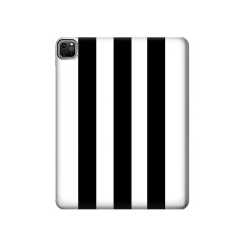 S2297 Black and White Vertical Stripes Hülle Schutzhülle Taschen für iPad Pro 12.9 (2022, 2021, 2020, 2018), iPad Air 13 (2025, 2024)