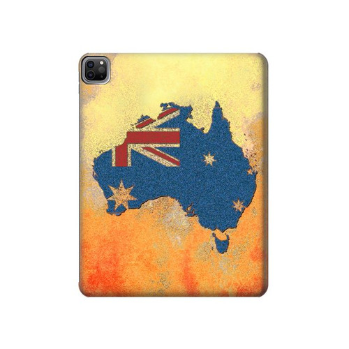 S2494 Australia Flag Map Rock Texture Hülle Schutzhülle Taschen für iPad Pro 12.9 (2022, 2021, 2020, 2018), iPad Air 13 (2025, 2024)