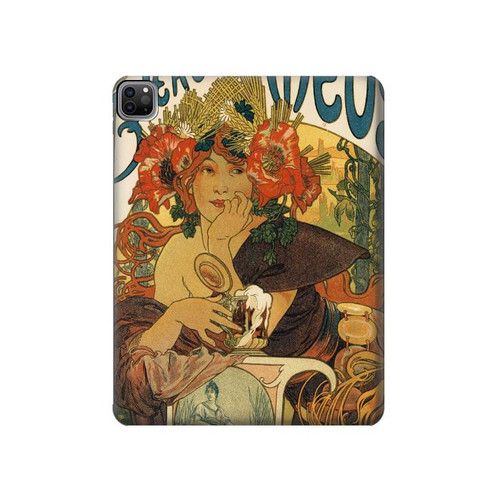 S2740 Alphonse Mucha Bieres De La Muse Hülle Schutzhülle Taschen für iPad Pro 12.9 (2022, 2021, 2020, 2018), iPad Air 13 (2025, 2024)